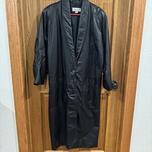 Vintage 80s Laurice Genuine Leather Long Duster Coat – Black, Size M